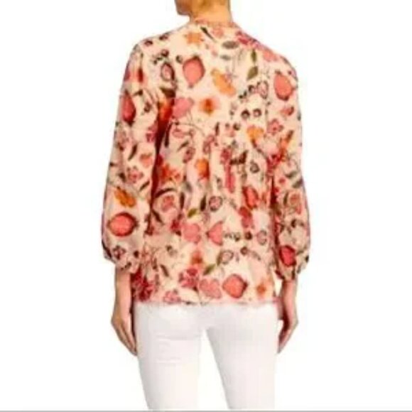 Johnny Was Blouse Tunic Boho Pink Paris Effortless Floral Aztec Embroidery SMALL - Picture 2 of 14
